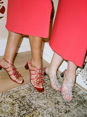 Light - weight Carrie Bow Sandal - Red/Silver Classy flair Carrie Bow Sandal - Red/Silver