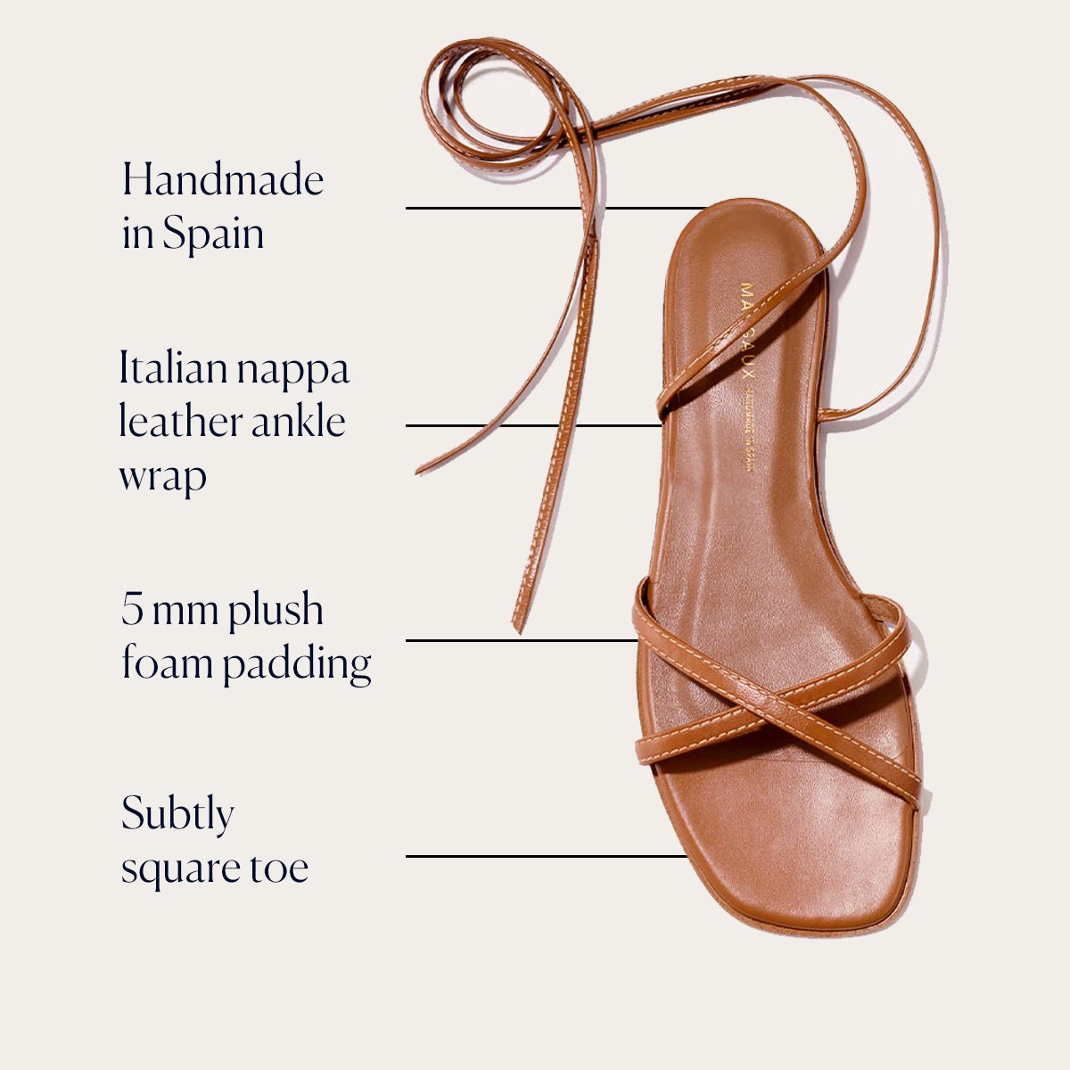 The Wrap Sandal - Saddle Nappa Strap Locking Mechanism Street Day