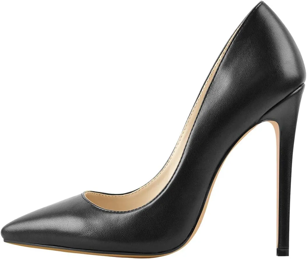 LISHAN Women's Sexy Pointed Toe Stiletto Pumps,Slip On Patent Leather High Heels,Wedding Dress Formal Shoes