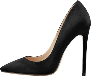 LISHAN Women's Sexy Pointed Toe Stiletto Pumps,Slip On Patent Leather High Heels,Wedding Dress Formal Shoes