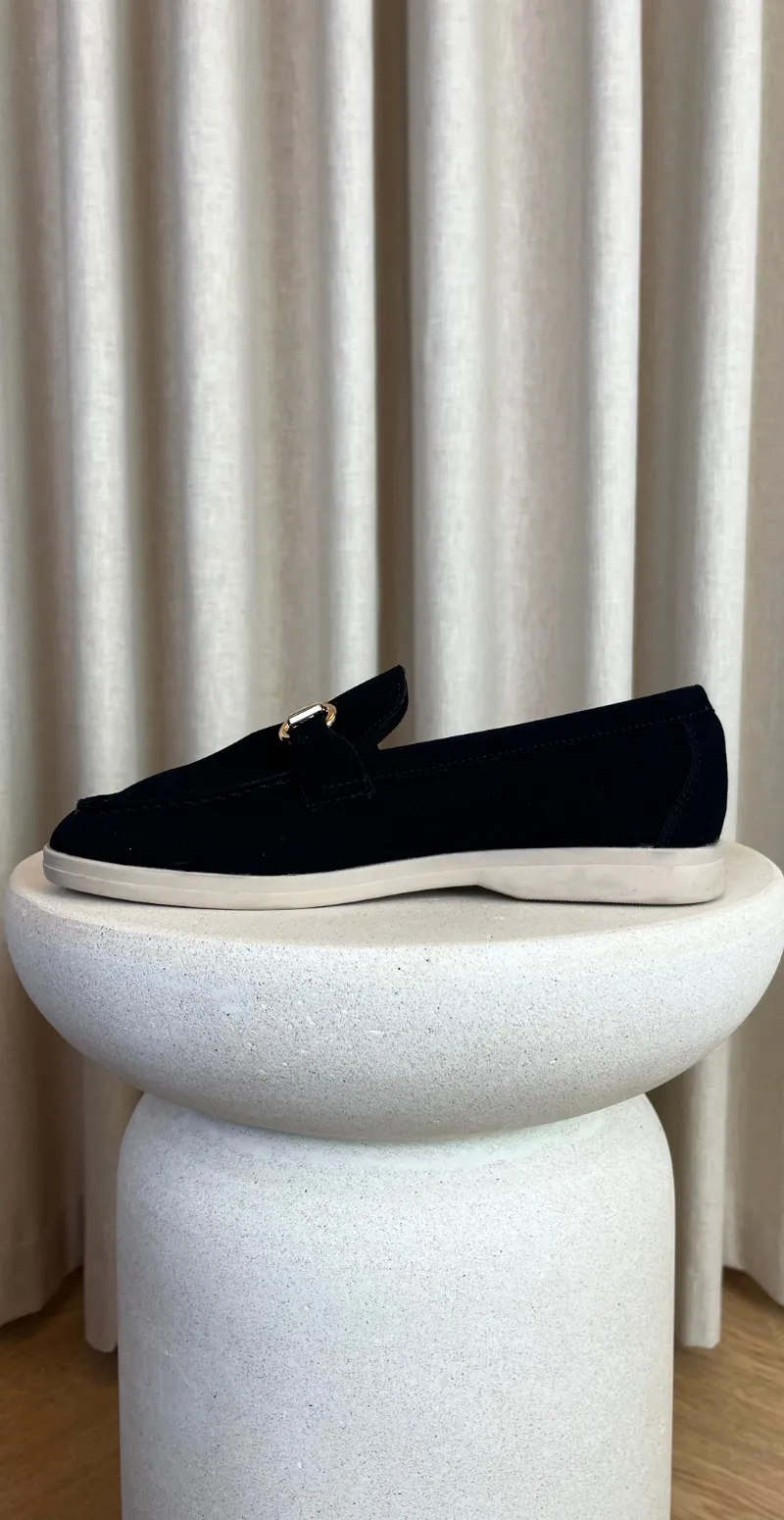 Loafers med guld spænde sort LikeLondon