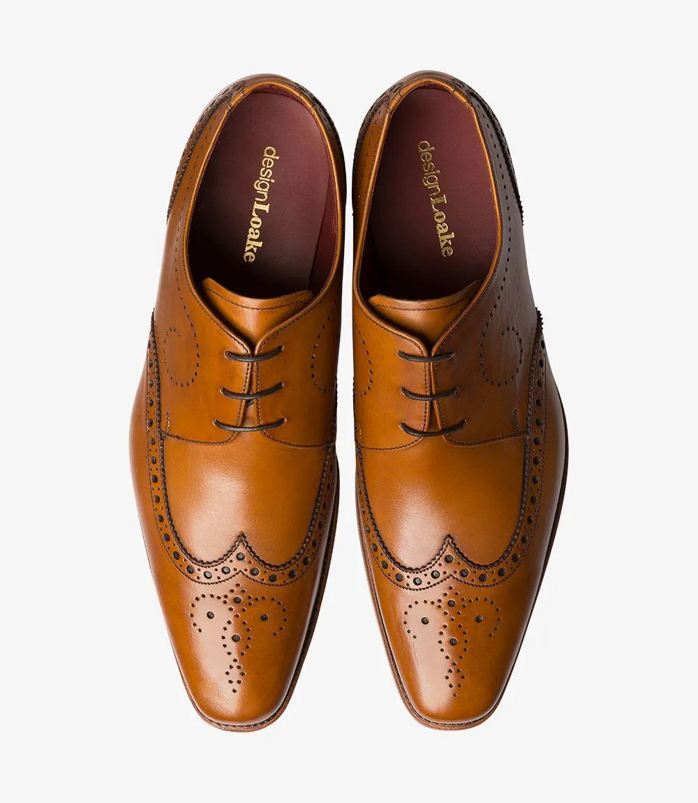 LOAKE KRUGER TAN DERBY BROGUE LEATHER SOLE F-MEDIUM