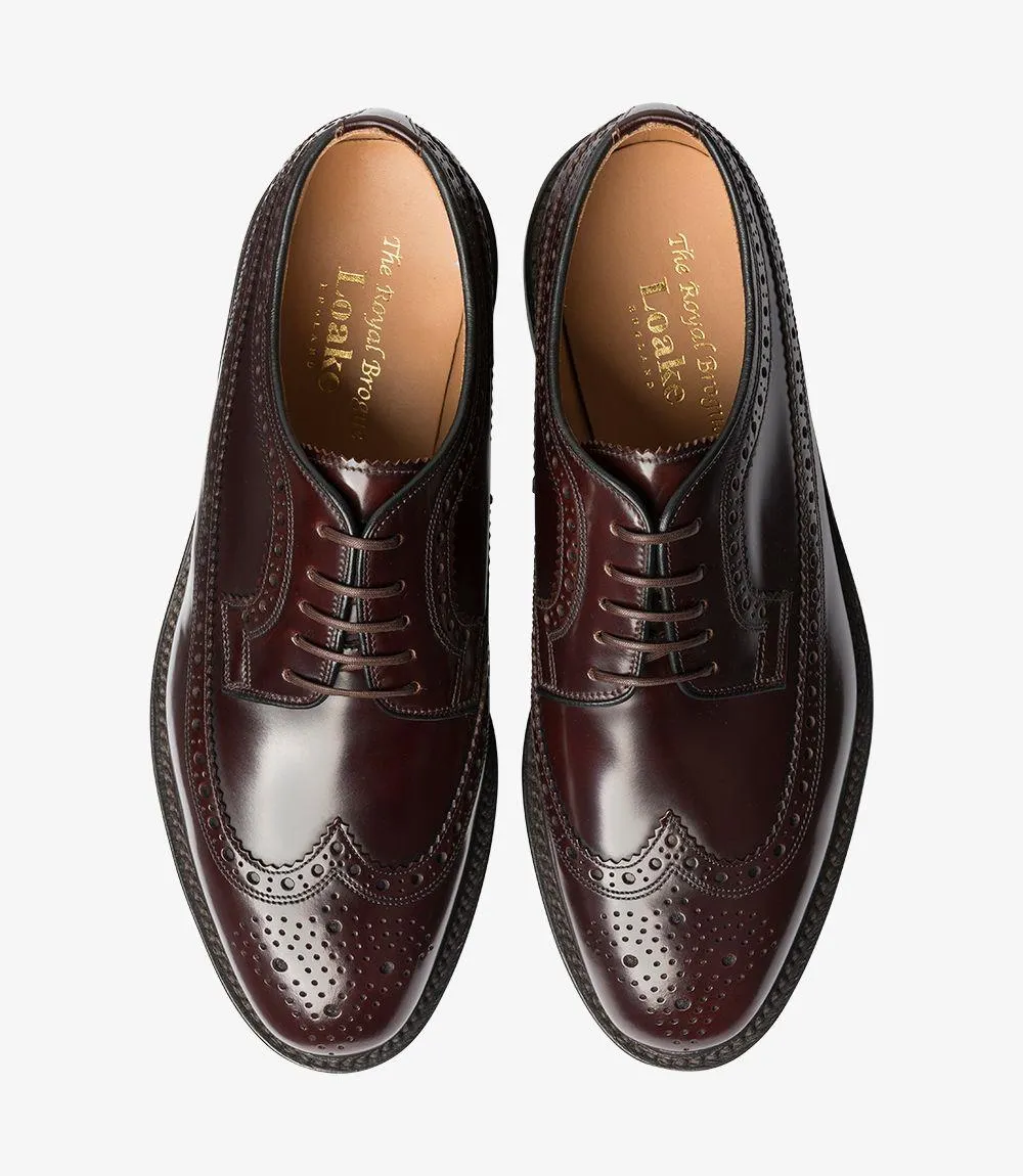 LOAKE ROYAL BURGUNDY DERBY BROGUE DOUBLE LEATHER SOLE F-MEDIUM