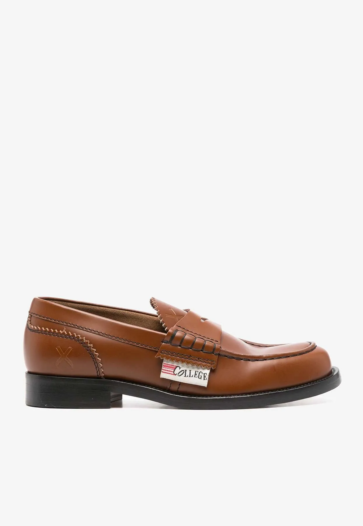Logo-Patch Calf Leather Loafers