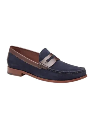 Baldwin Penny Loafer - Snuff Waxed English Suede/Navy Chill Vibes