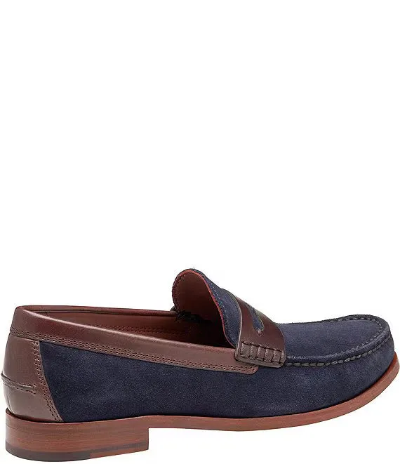 Baldwin Penny Loafer - Snuff Waxed English Suede/Navy Fast Comfort Quick Lace Mechanism