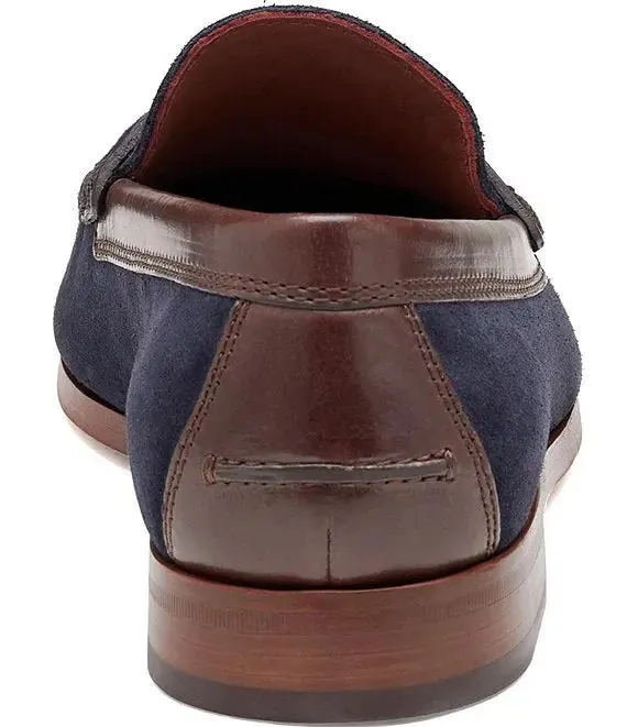 Breathable Vent Holes Baldwin Penny Loafer - Snuff Waxed English Suede/Navy