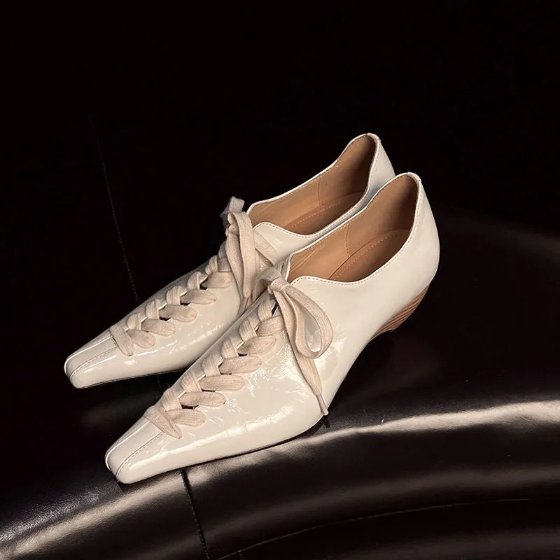 LuxeLeather Exotic Square Toe Lace Up Leather Shoes
