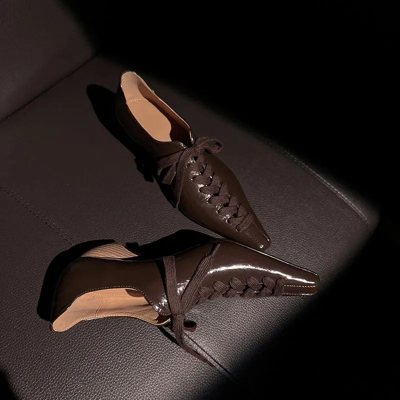 LuxeLeather Exotic Square Toe Lace Up Leather Shoes