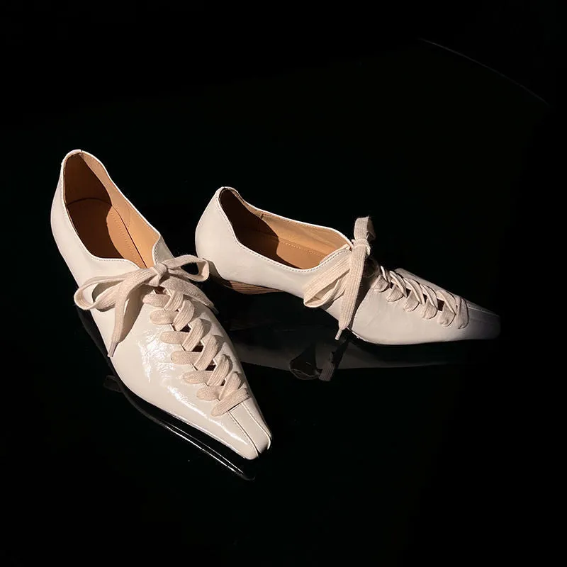 LuxeLeather Exotic Square Toe Lace Up Leather Shoes