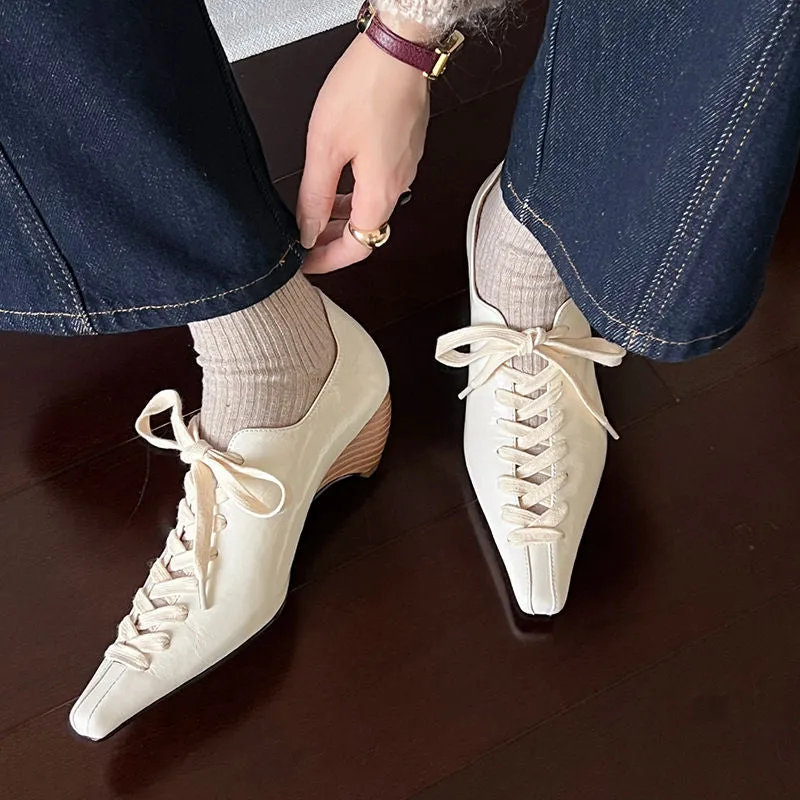 LuxeLeather Exotic Square Toe Lace Up Leather Shoes