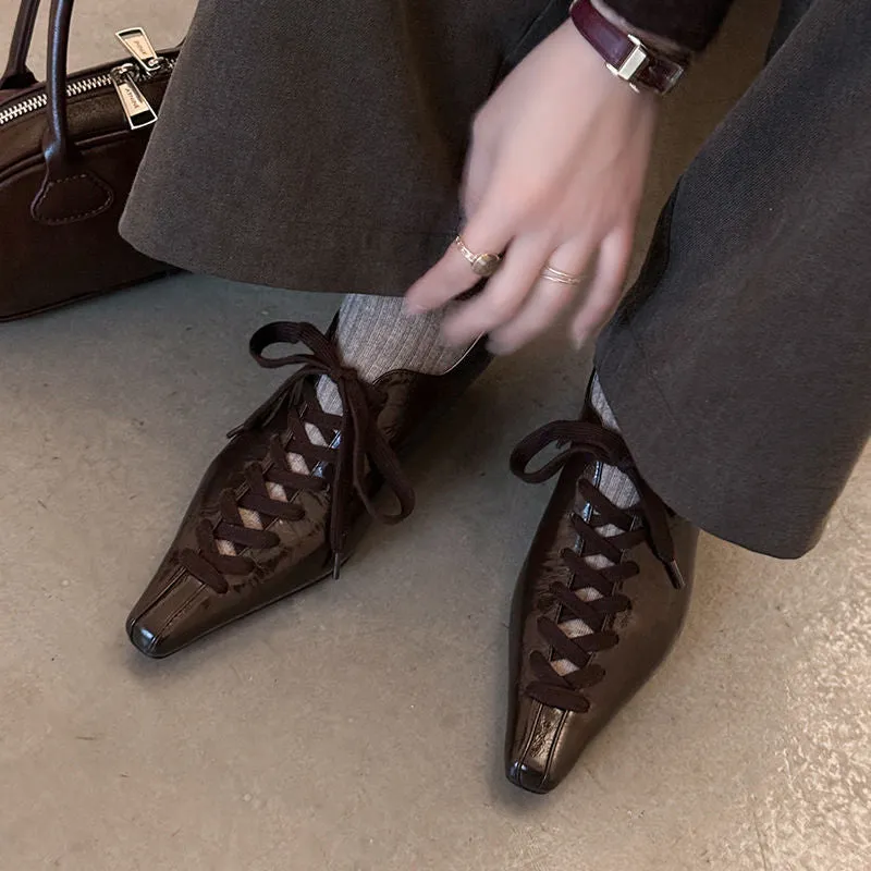 LuxeLeather Exotic Square Toe Lace Up Leather Shoes