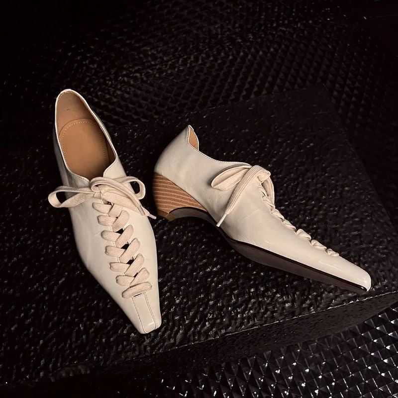 LuxeLeather Exotic Square Toe Lace Up Leather Shoes
