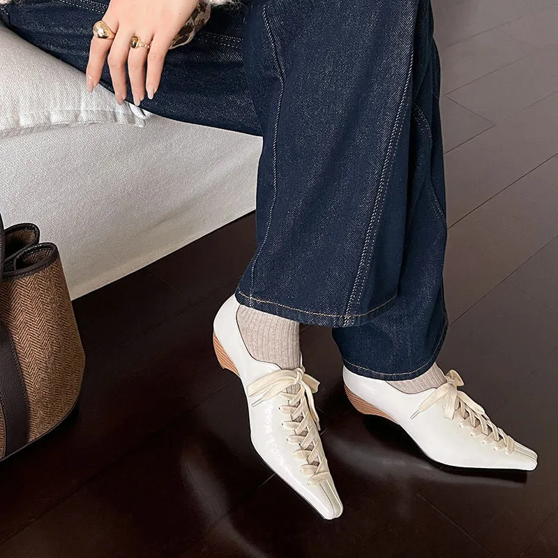 LuxeLeather Exotic Square Toe Lace Up Leather Shoes