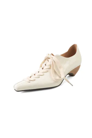 LuxeLeather Exotic Square Toe Lace Up Leather Shoes