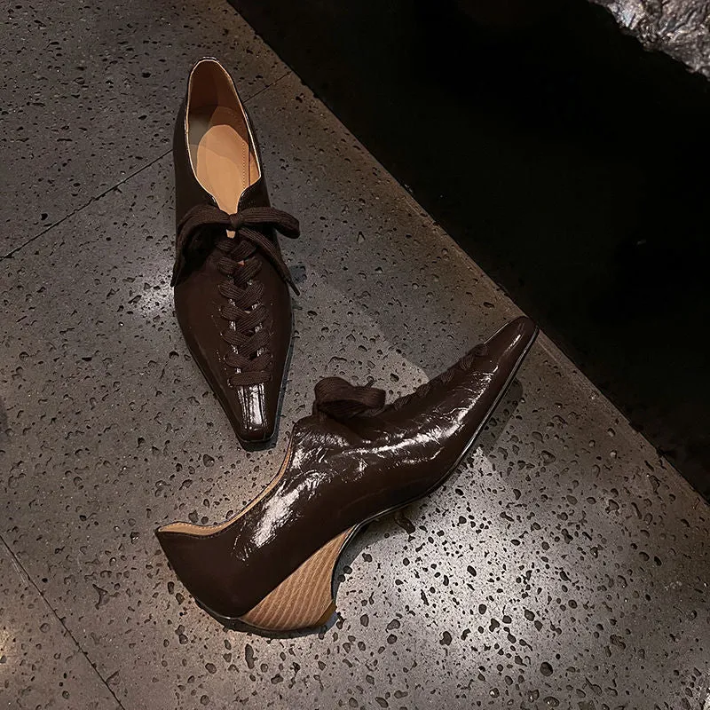 LuxeLeather Exotic Square Toe Lace Up Leather Shoes