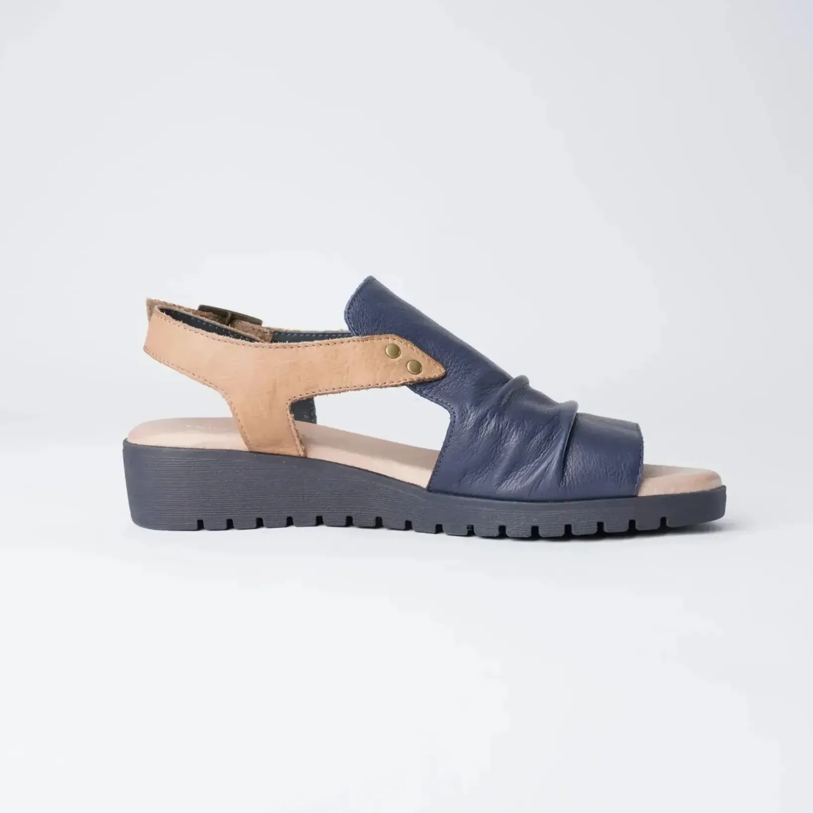 Madis Navy/Tan Leather Sandals