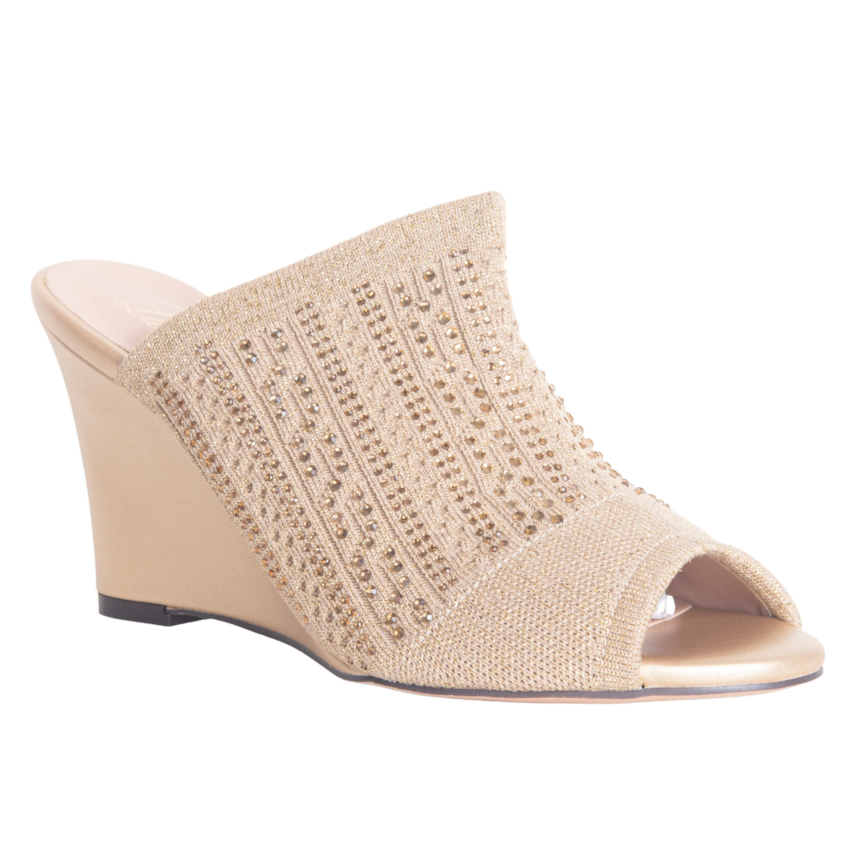 MARTHA PEEP TOE WEDGE HIGH HEEL WITH RHINESTONE BY LAUREN LORRAINE 10%OFF
