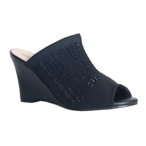 MARTHA STRETCH PEEP TOE WEDGE HIGH HEEL WITH RHINESTONE BY LAUREN LORRAINE 10%OFF