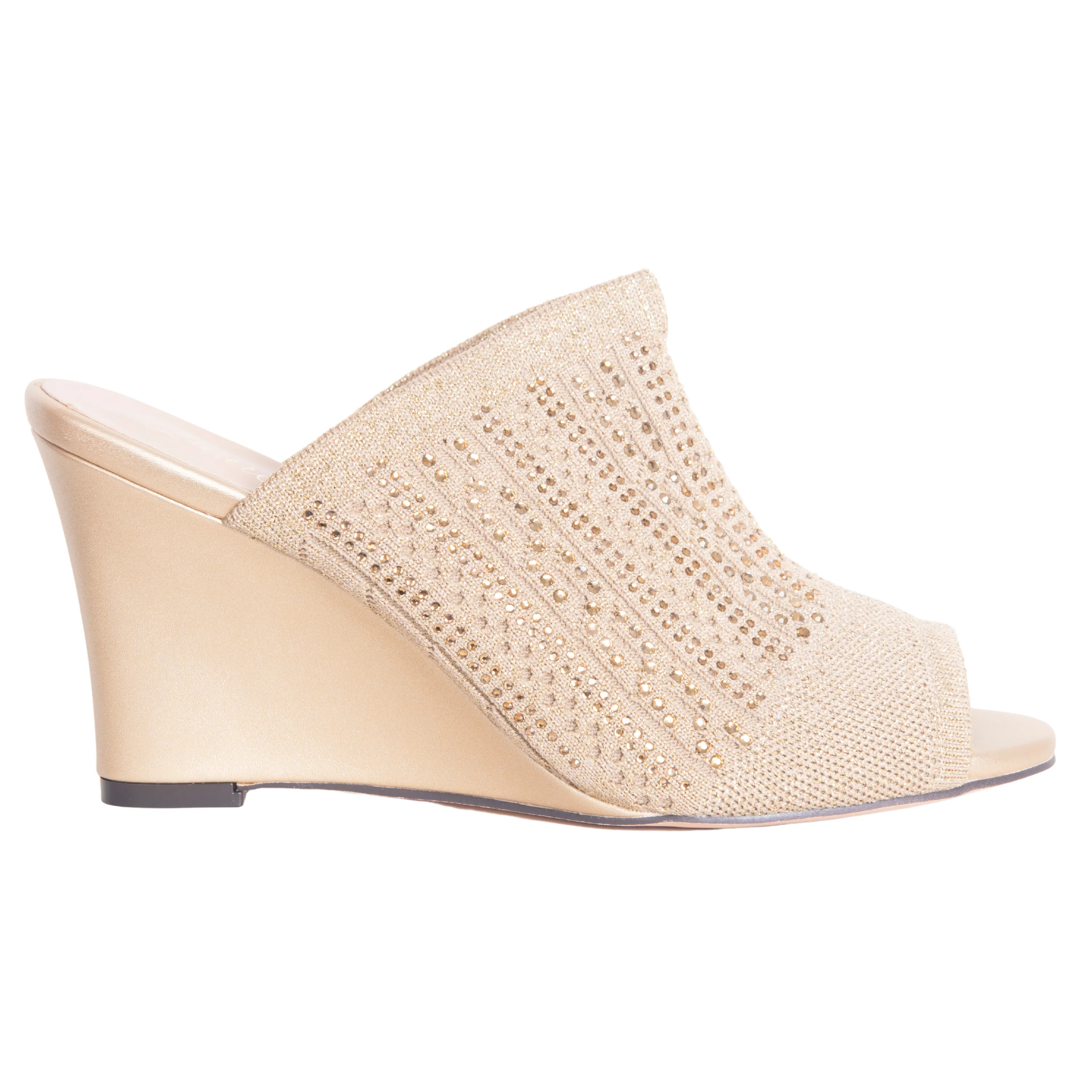 MARTHA STRETCH PEEP TOE WEDGE HIGH HEEL WITH RHINESTONE BY LAUREN LORRAINE 10%OFF
