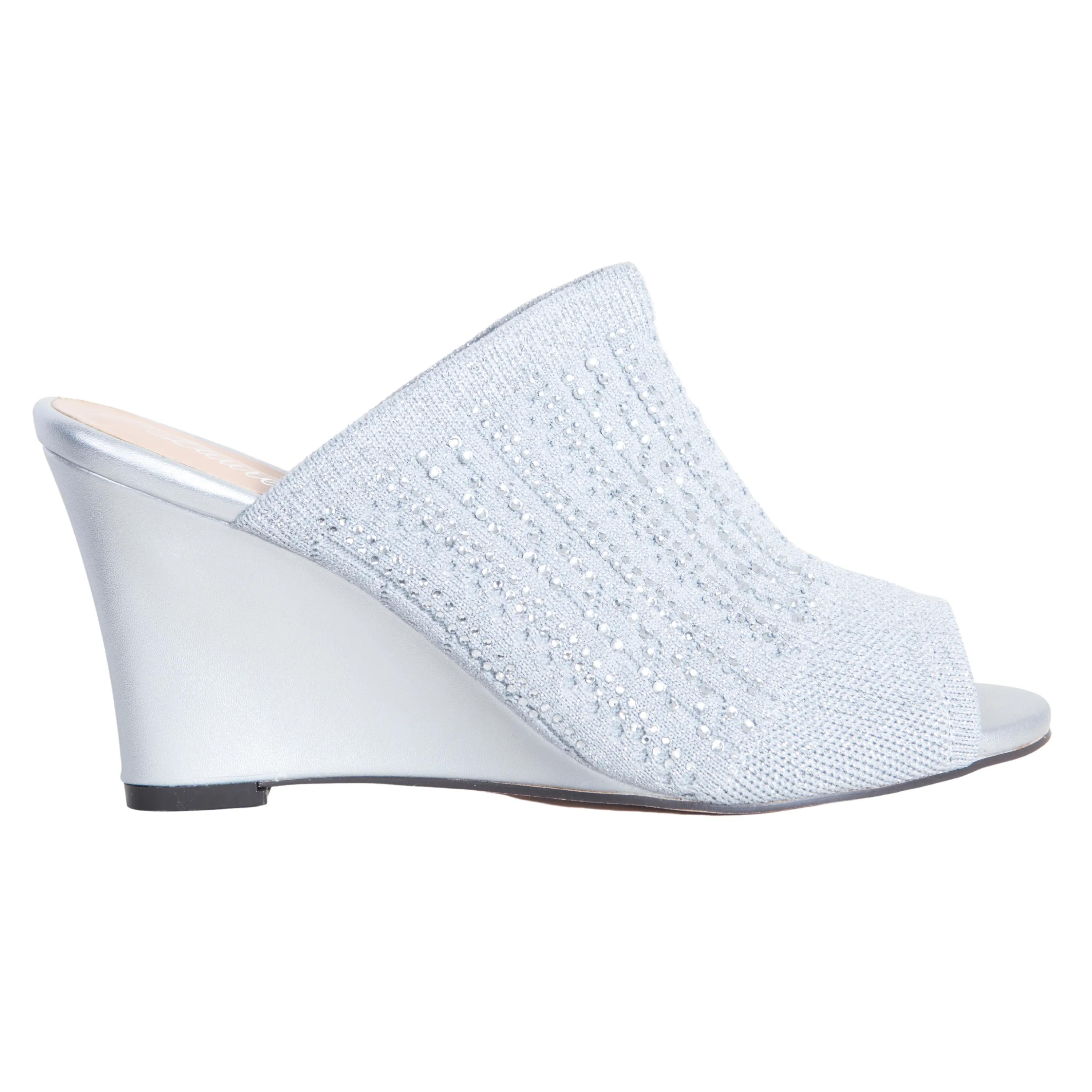 MARTHA STRETCH PEEP TOE WEDGE HIGH HEEL WITH RHINESTONE BY LAUREN LORRAINE 10%OFF