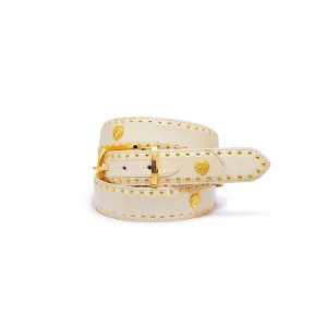 Mauri Men's Cream Exotic Alligator / Calf-Skin Leather Belt (MAB1009)