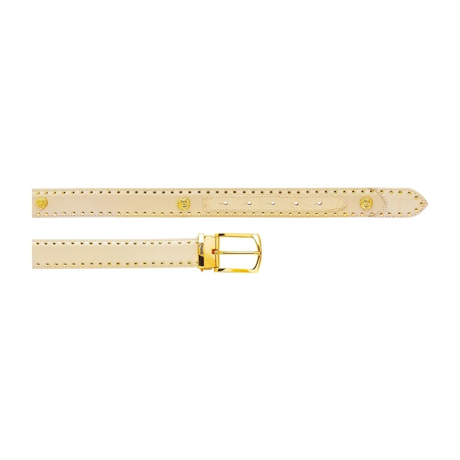 Mauri Men's Cream Exotic Alligator / Calf-Skin Leather Belt (MAB1009)