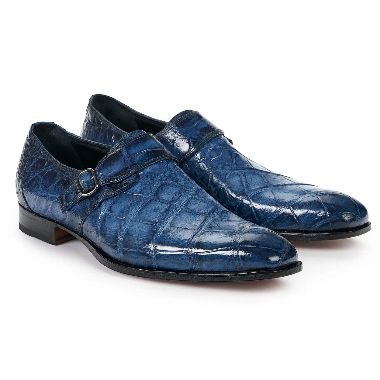 Mauri Men's Nocciolo Caribbean Blue Alligator Body Loafers 4849 (MA4802)