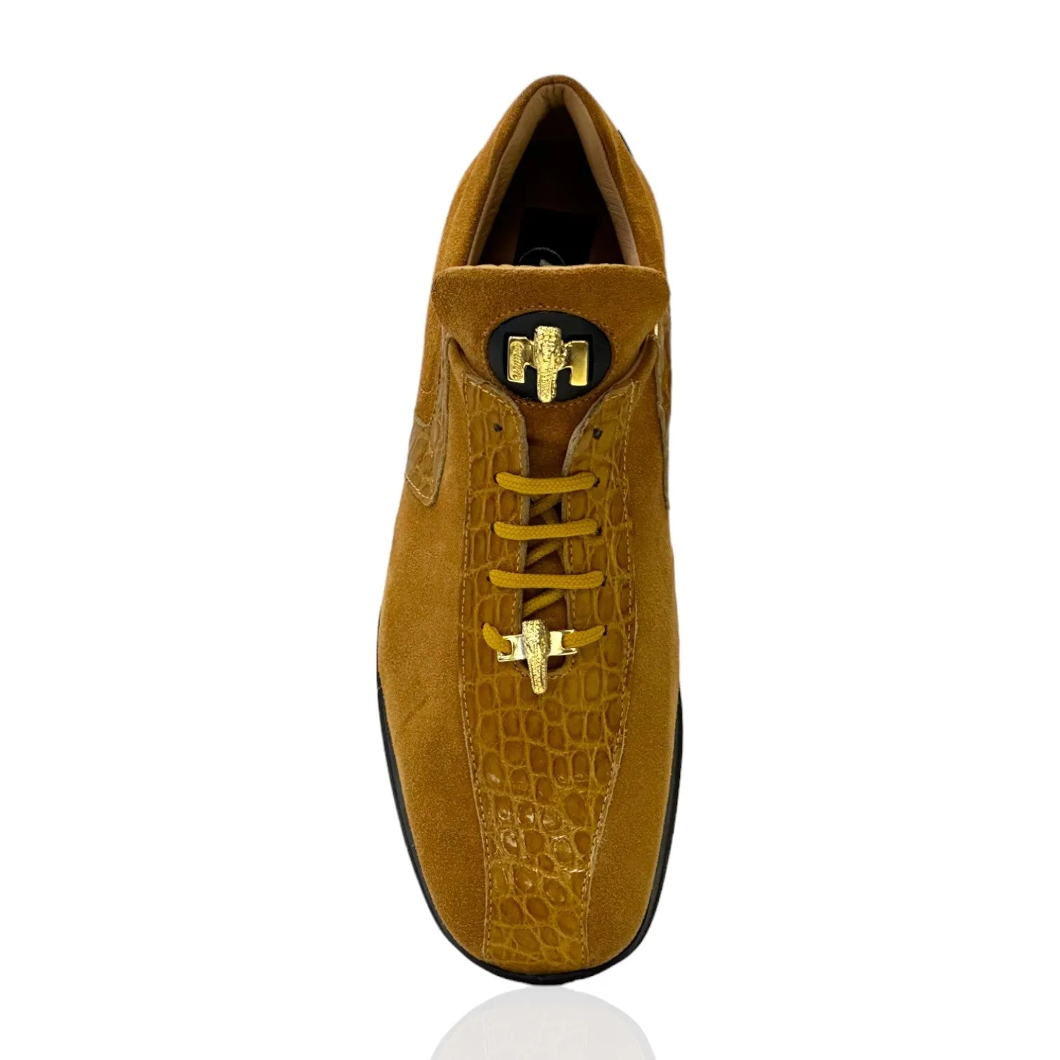Mauri Wisdom 9145-1 Men's Shoes Toffee Exotic Crocodile / Suede Leather Casual Sneakers (MA5628)