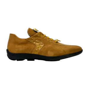 Mauri Wisdom 9145-1 Men's Shoes Toffee Exotic Crocodile / Suede Leather Casual Sneakers (MA5628)