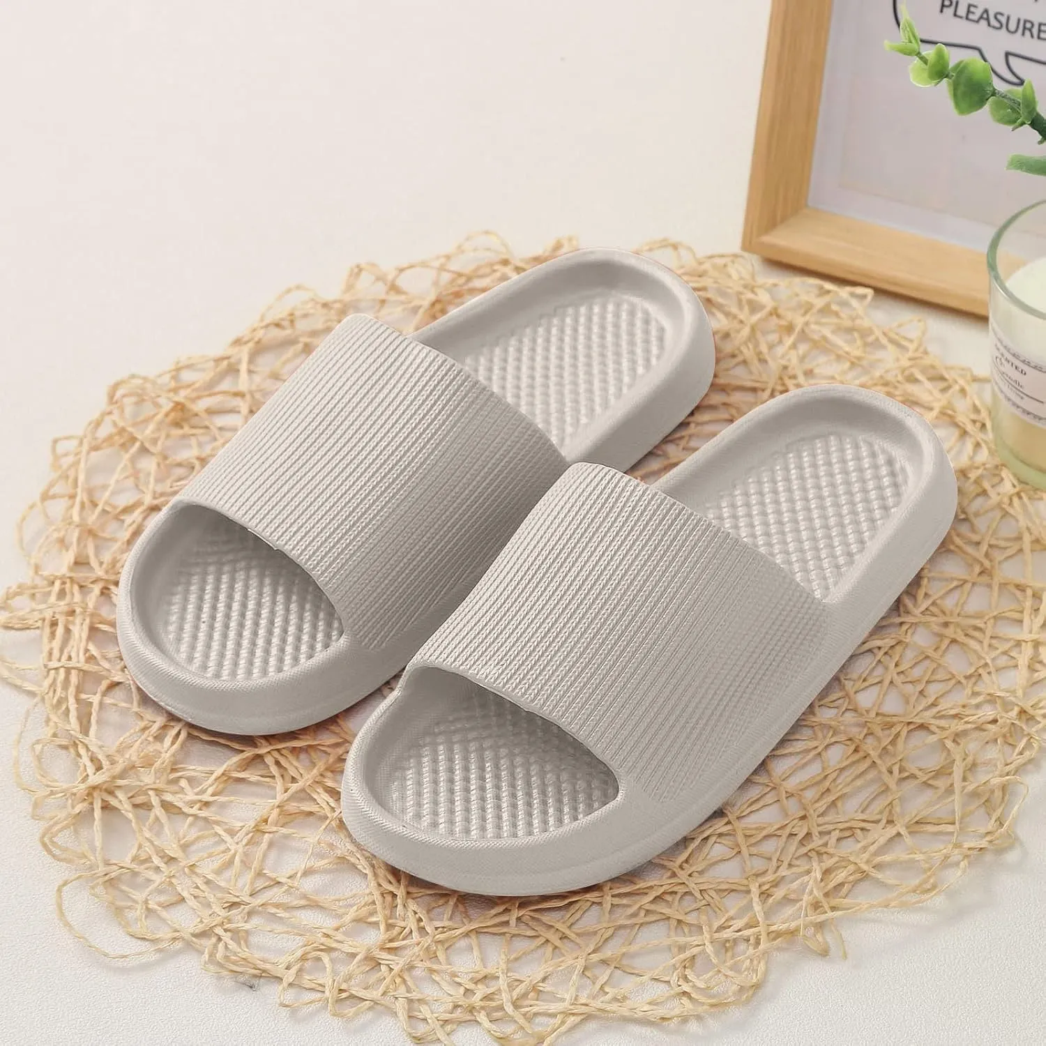 Men And Women Home Slippers Soft Flat Soled Non Slip Bathroom Sandals Memory Foam Pillow Slippers Beach Slides