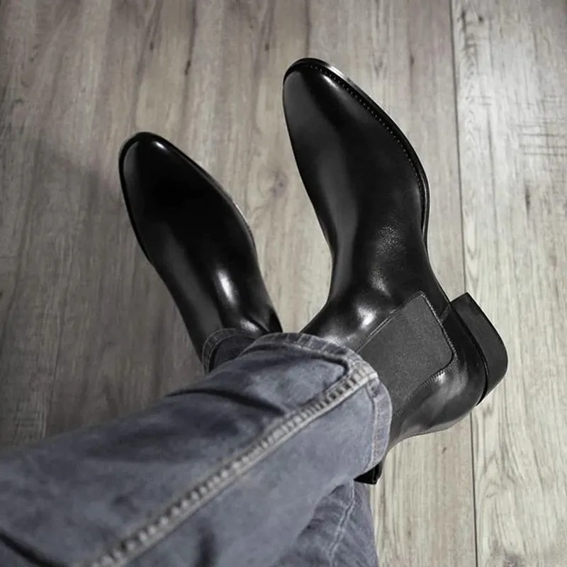 Men Chelsea Boots High Quality Ankle Boots Vintage Classic ankle leather boots
