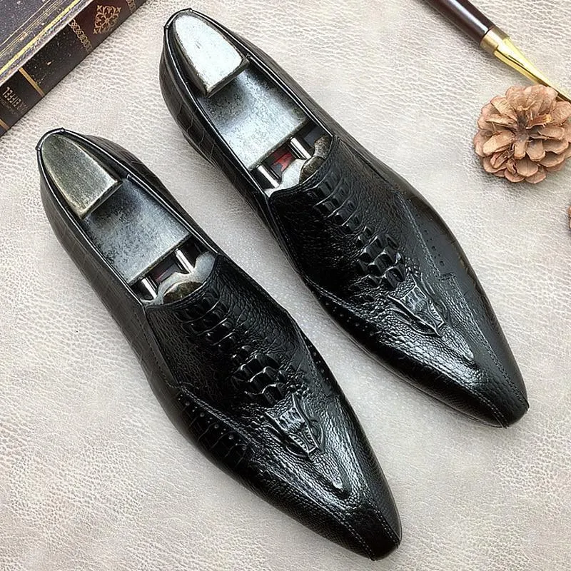 Men Dress Shoes -  Basilio Serpentine Pointed Toe Shoes