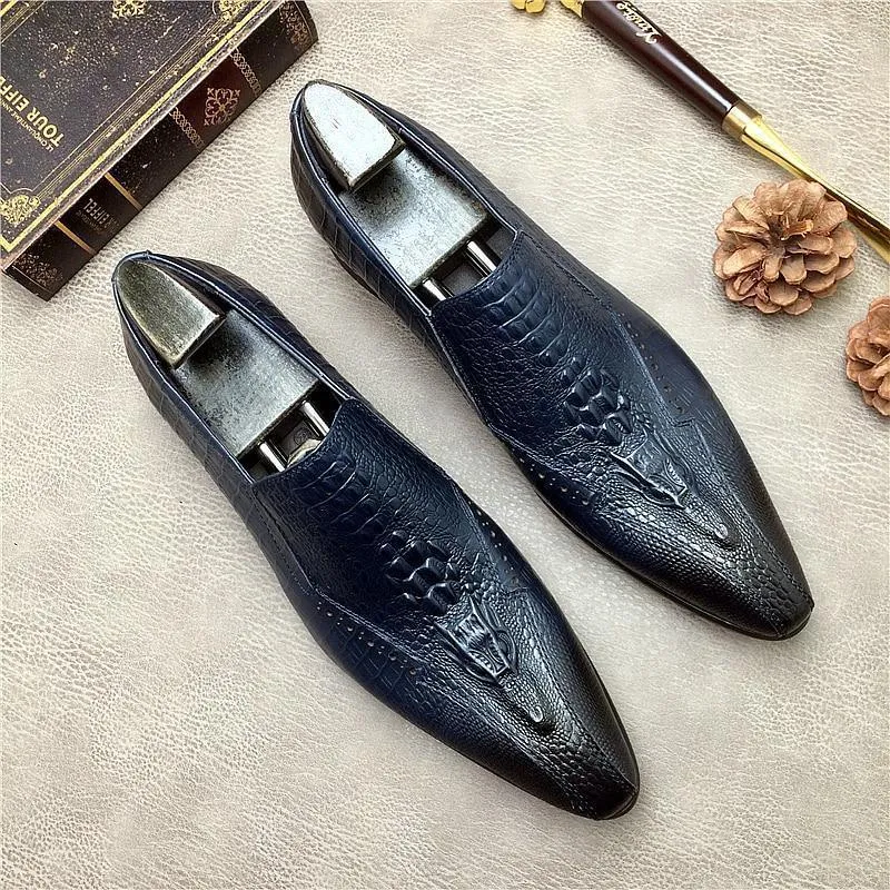 Men Dress Shoes -  Basilio Serpentine Pointed Toe Shoes