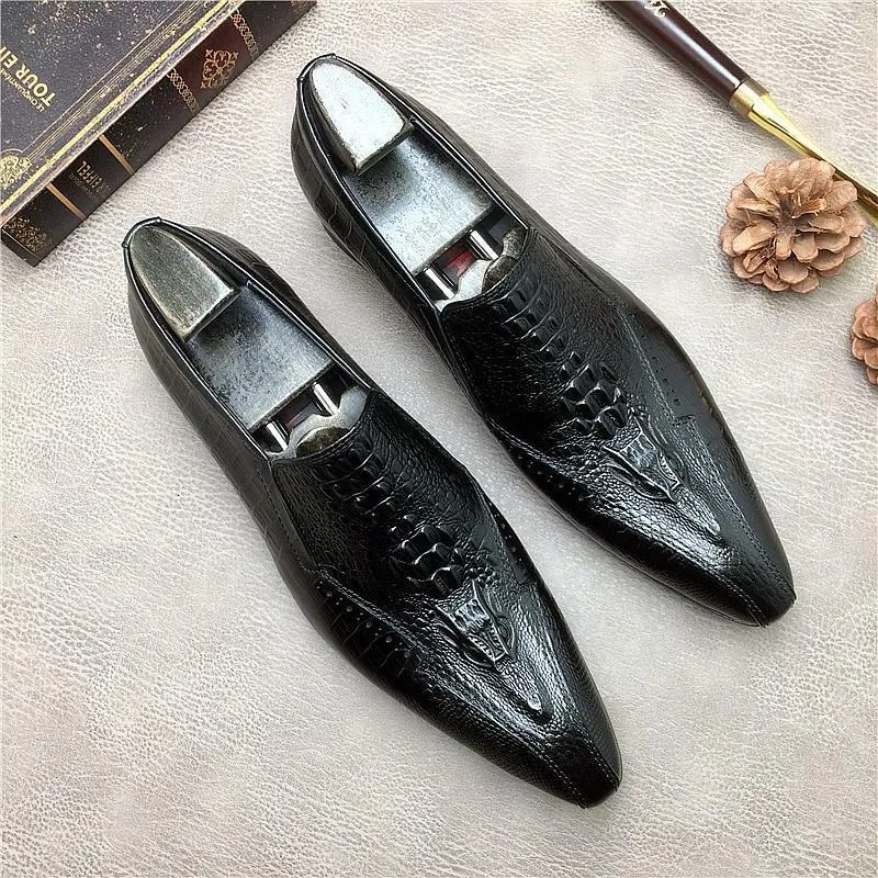 Men Dress Shoes -  Basilio Serpentine Pointed Toe Shoes