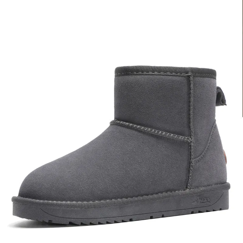 Men Winter Genuine Leather Classic Short Snow Boots