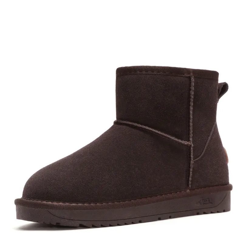 Men Winter Genuine Leather Classic Short Snow Boots