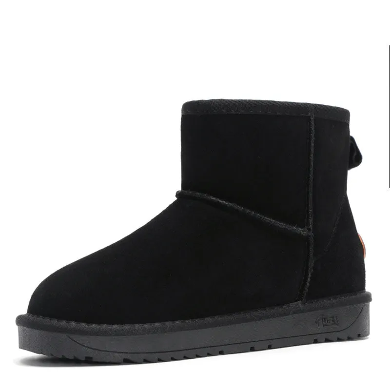 Men Winter Genuine Leather Classic Short Snow Boots