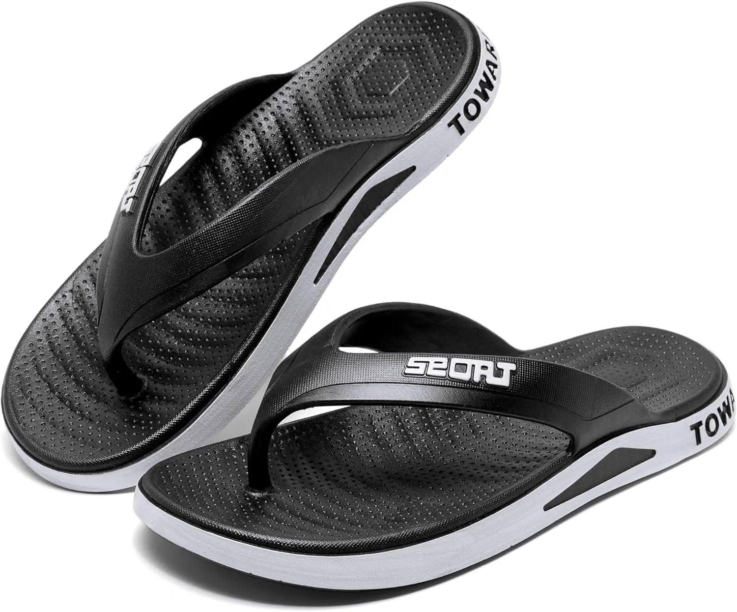 Men's Beach Sandals Slippers Flip Flops Lightweight Ultra Soft Comfort Fit Black 8