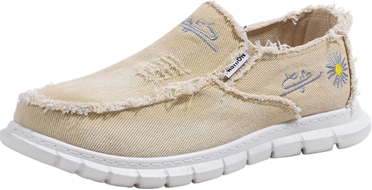 Men's Breathable Canvas Casual Shoes Soft Soles Men's Loafers Soft Comfortable Anti Slip Driving Shoes