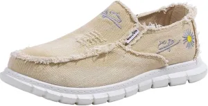 Men's Breathable Canvas Casual Shoes Soft Soles Men's Loafers Soft Comfortable Anti Slip Driving Shoes