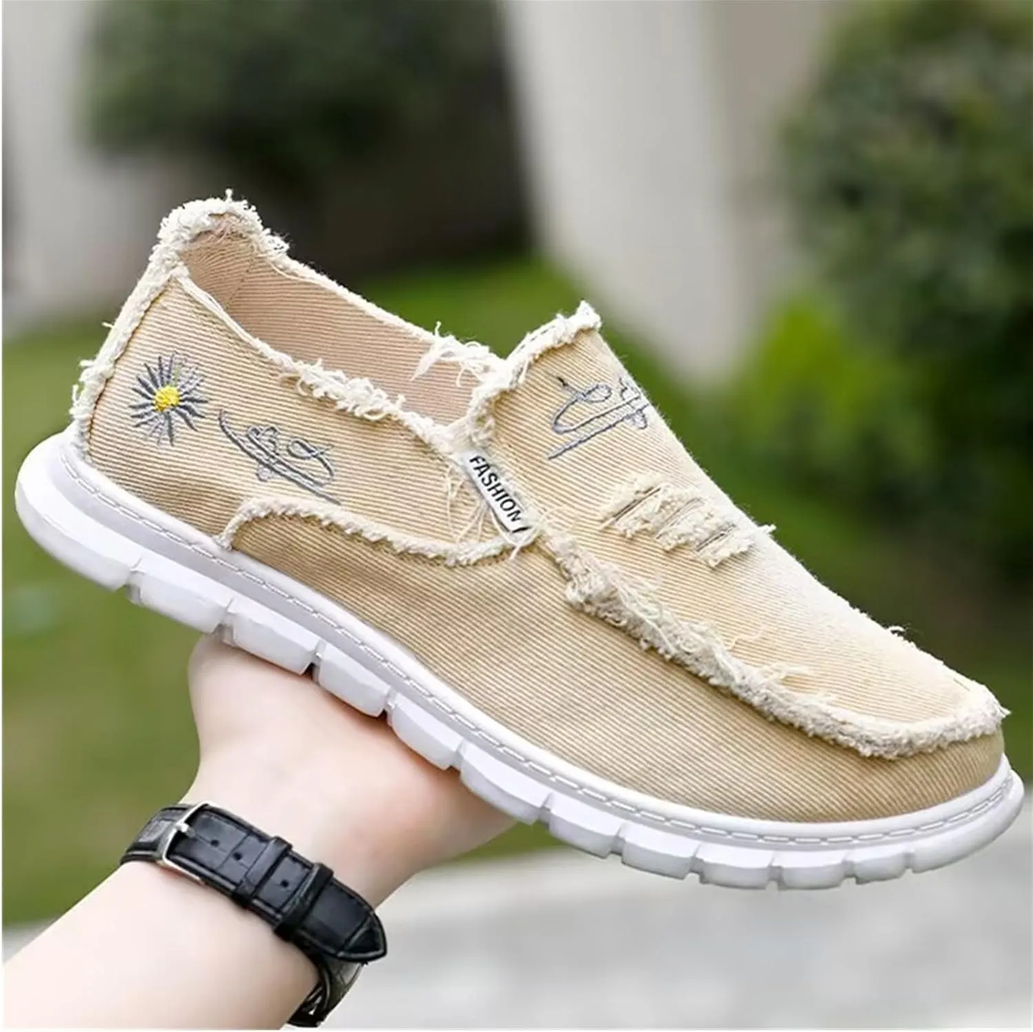 Men's Breathable Canvas Casual Shoes Soft Soles Men's Loafers Soft Comfortable Anti Slip Driving Shoes