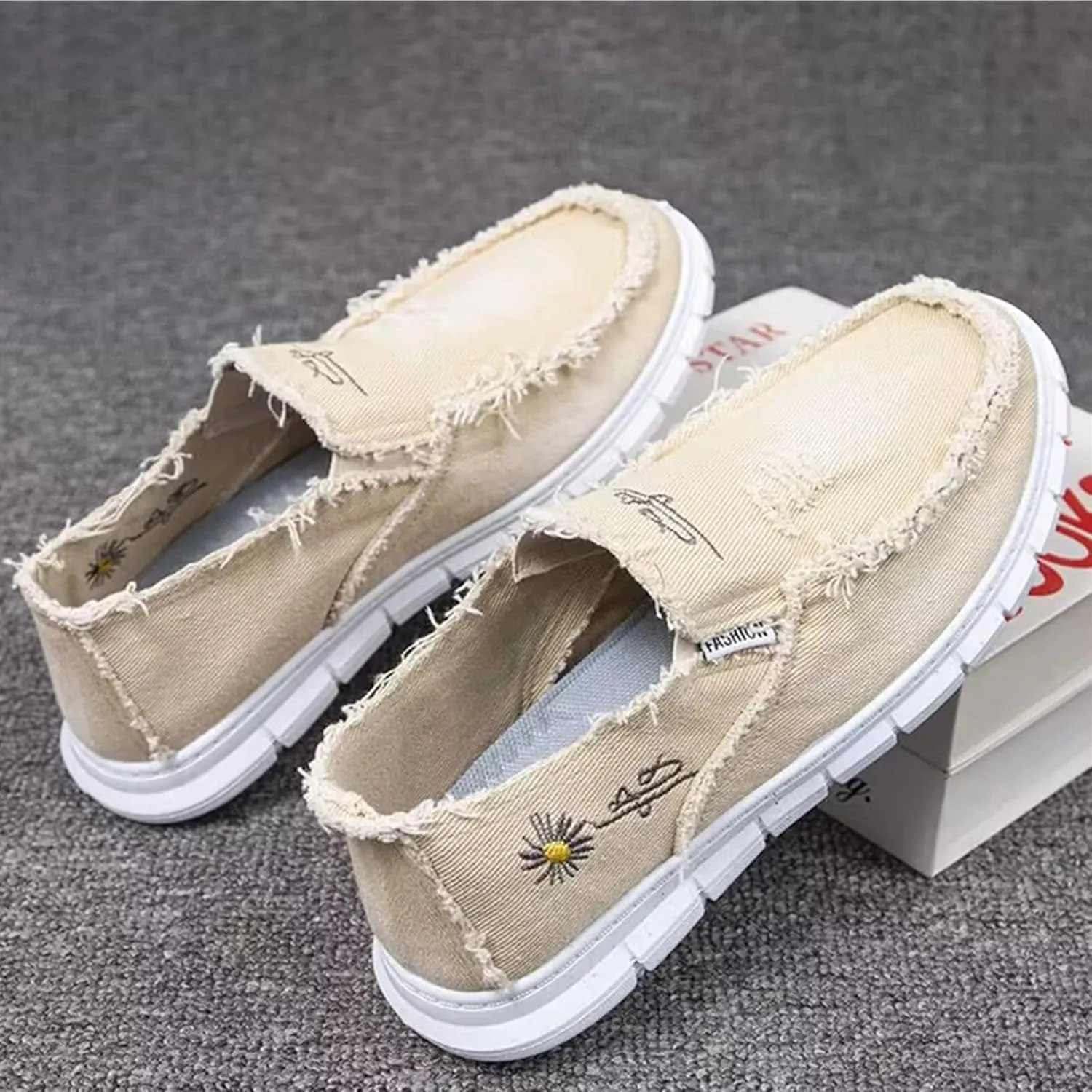 Men's Breathable Canvas Casual Shoes Soft Soles Men's Loafers Soft Comfortable Anti Slip Driving Shoes