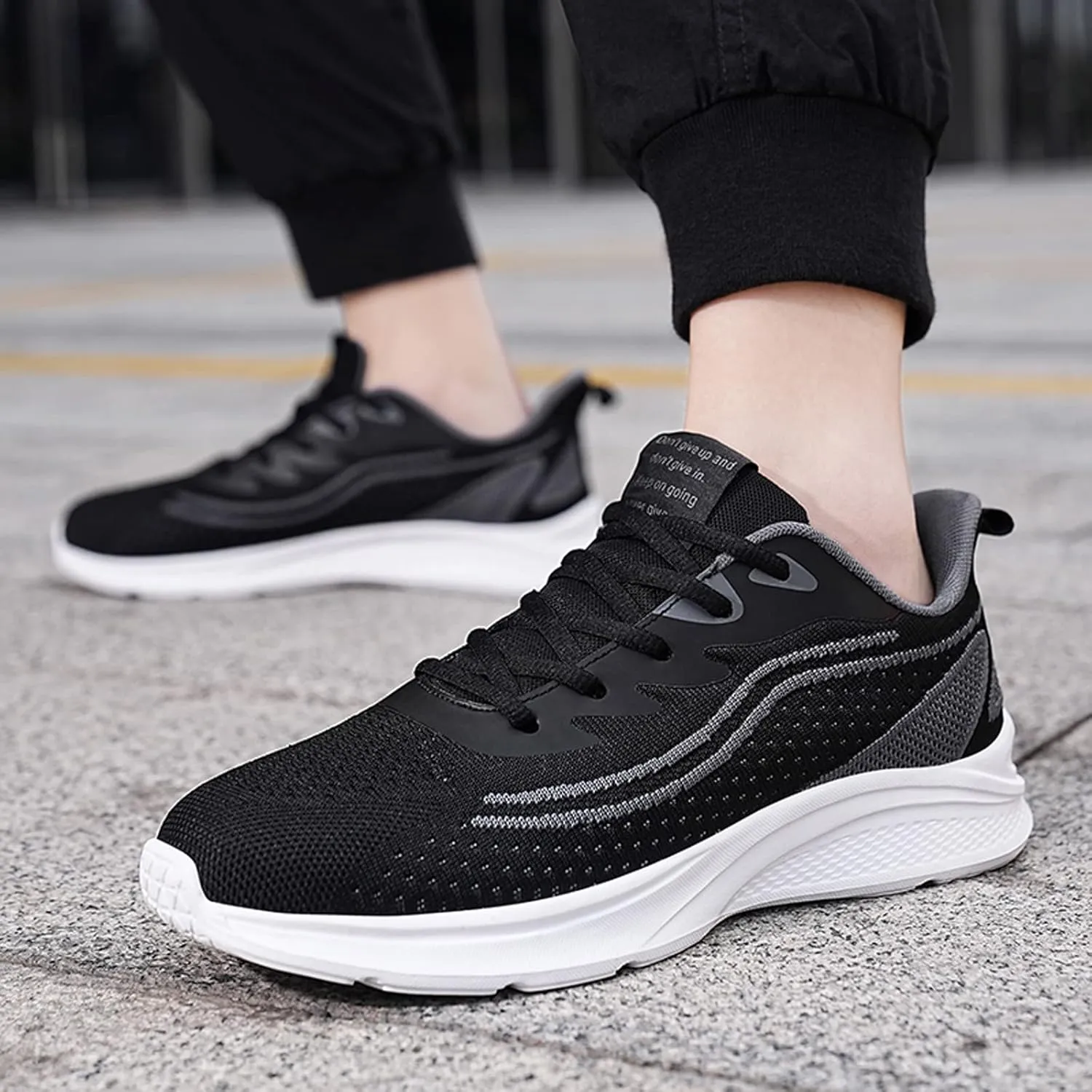 Mens Breathable Slip on Dress Shoes Comfortable Breathable Lightweight Tennis Shoe Elastic Fly Woven Mesh Shoes