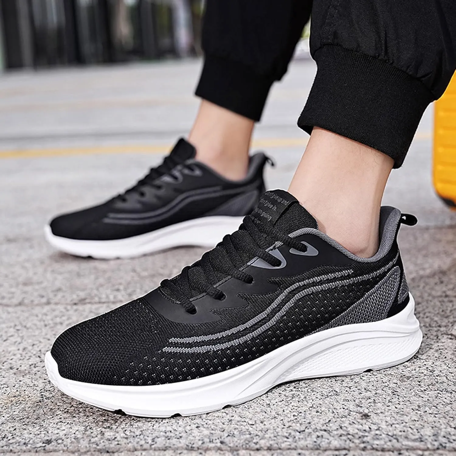 Mens Breathable Slip on Dress Shoes Comfortable Breathable Lightweight Tennis Shoe Elastic Fly Woven Mesh Shoes