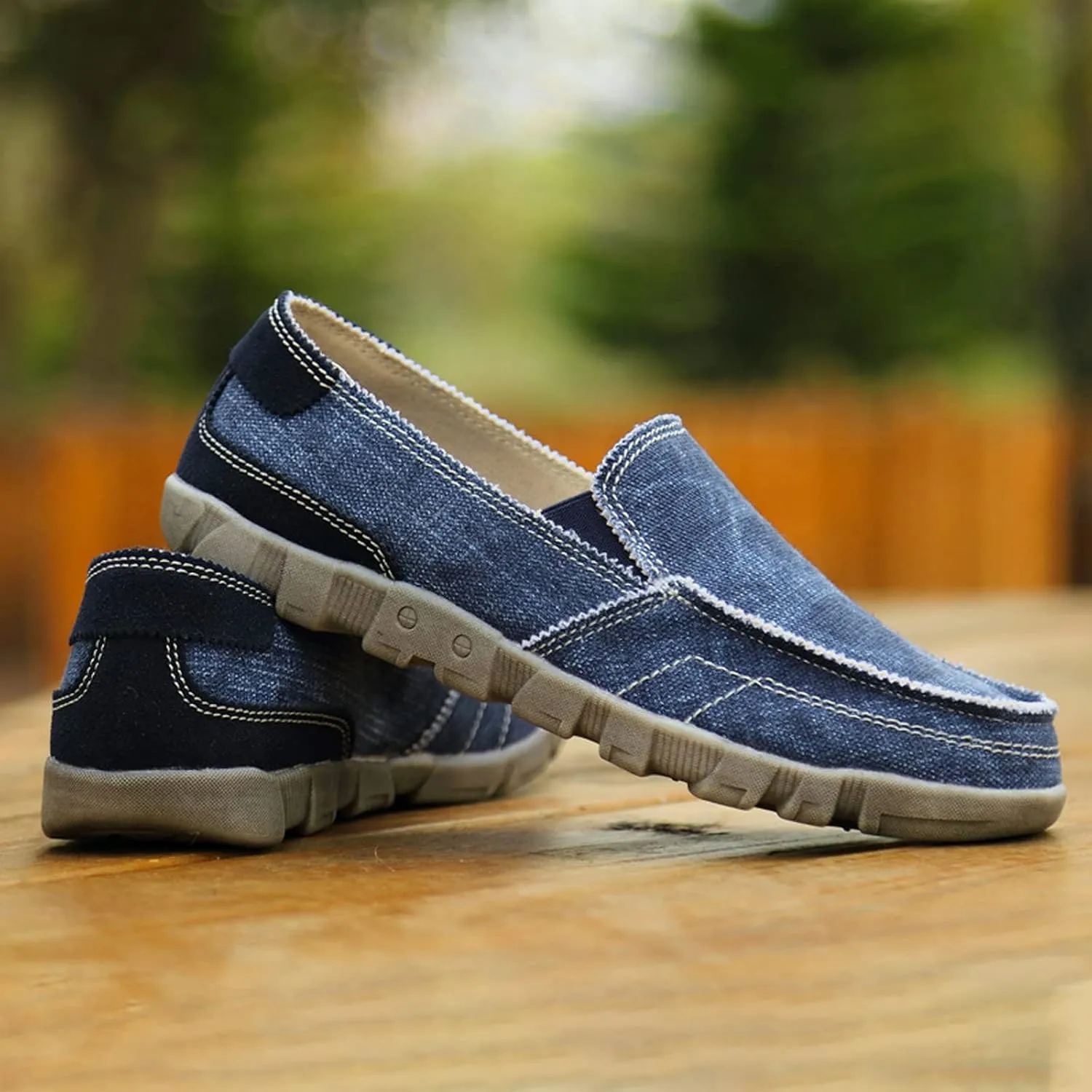 Men's Canvas Slip On Boat Shoes Deck Shoes,Casual Vintage Non-Slip Lightweight Breathable Arch Support Loafers Walking Driving Shoes
