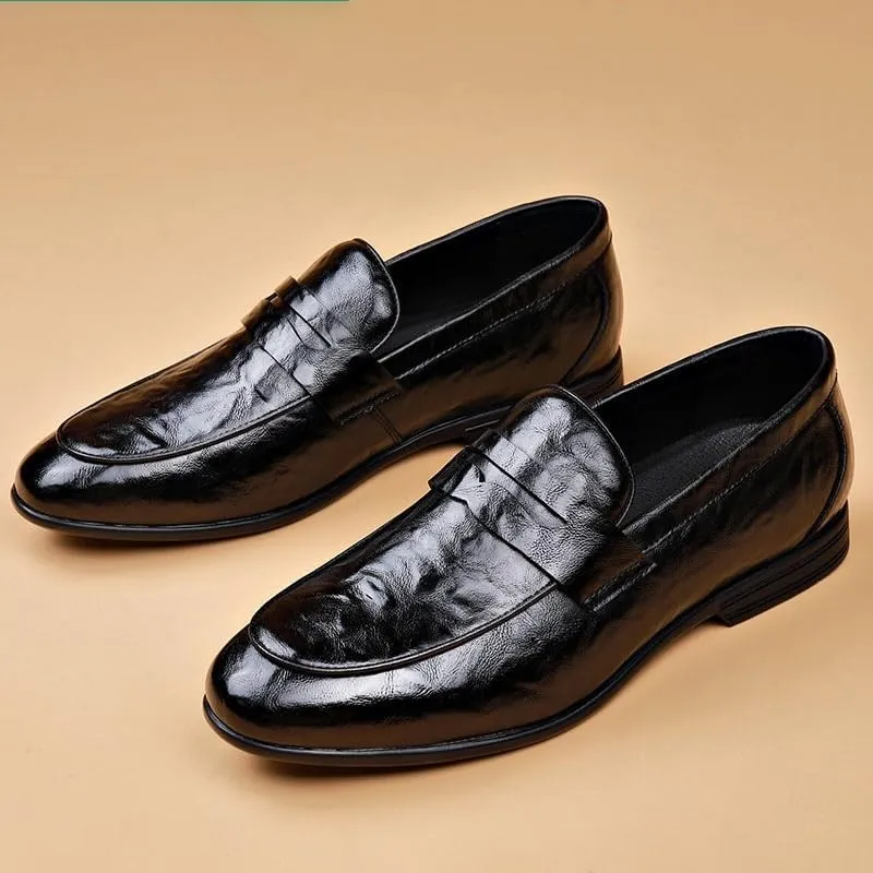 Men's Classic Formal Slip On Business Oxfords Shoes Mens Patent Leather Dress Shoes