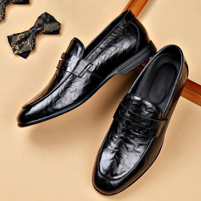Men's Classic Formal Slip On Business Oxfords Shoes Mens Patent Leather Dress Shoes