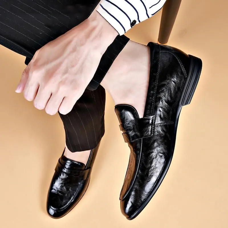 Men's Classic Formal Slip On Business Oxfords Shoes Mens Patent Leather Dress Shoes