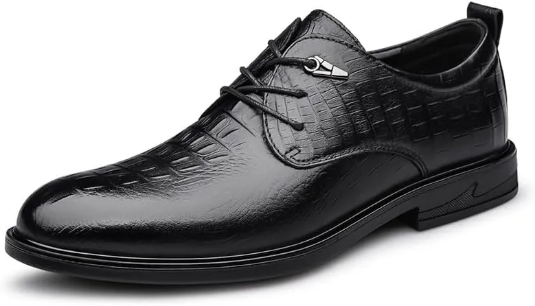 Mens Classic Leather Dress Shoes Mens Modern Formal Lace Up Brogue Oxfords Shoes Casual Business Pointed Toe Tuxedo Shoes(7)